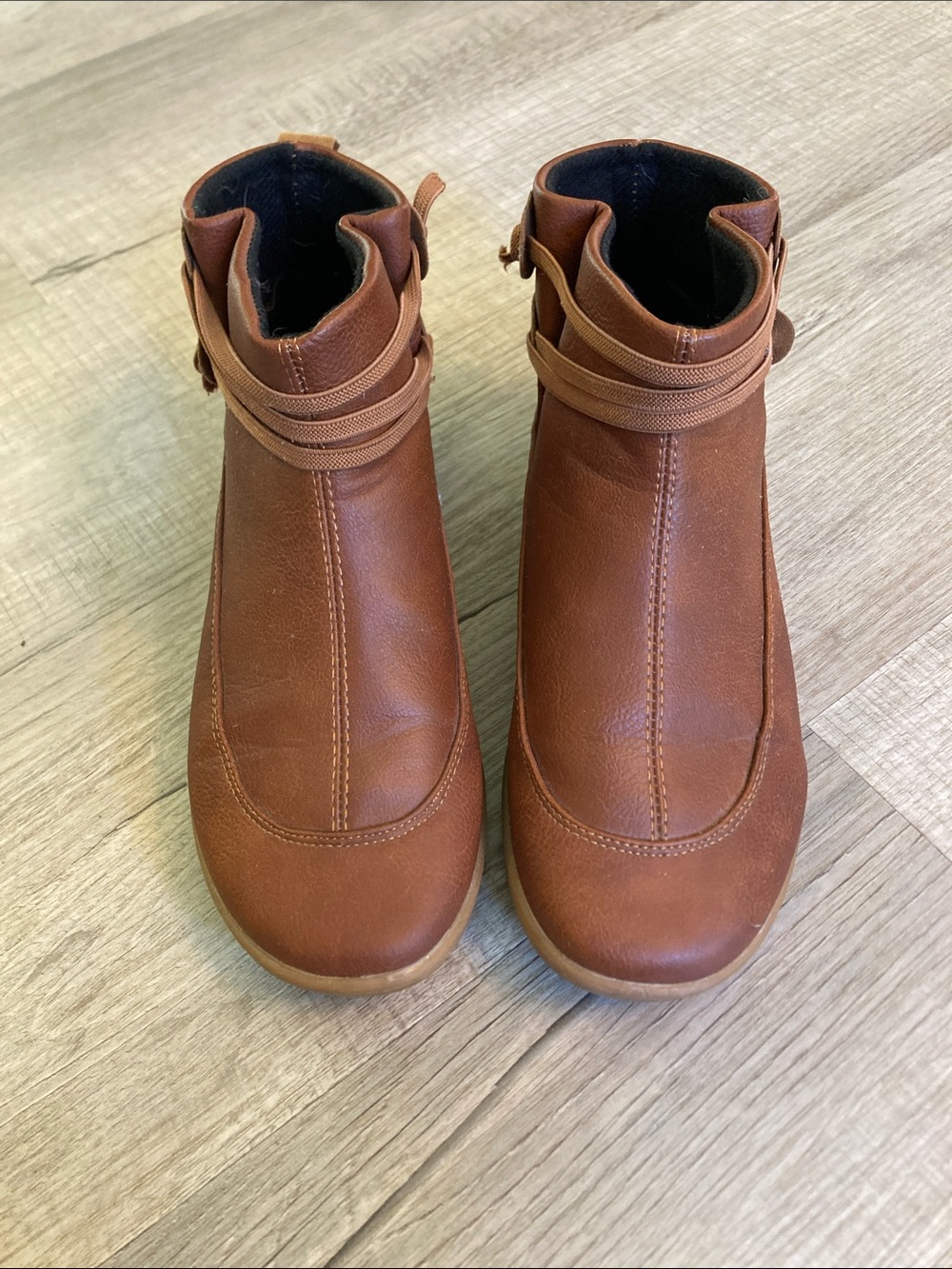 Brown slip on lightweight ankle boots